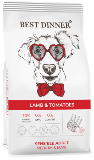 Корм Best Dinner Adult Sensible Medium & Maxi Lamb & Tomatoes ягненок с томатами для собак средних и крупных пород.