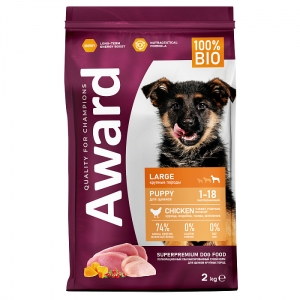 Award Large Puppy Chicken сухой корм для щенков от 1 месяца крупных пород, с курицей, индейкой, тыквой и шиповником 